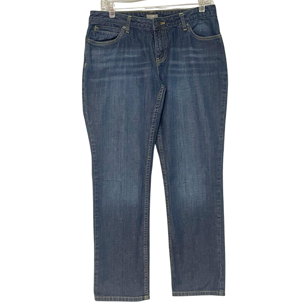 J.Jill Straight Leg Jeans Sz 8P Medium-Dark Wash Denim 32x28.5 Classic Fit